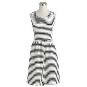 J Crew Black and White Fit Flare Casual Dress
